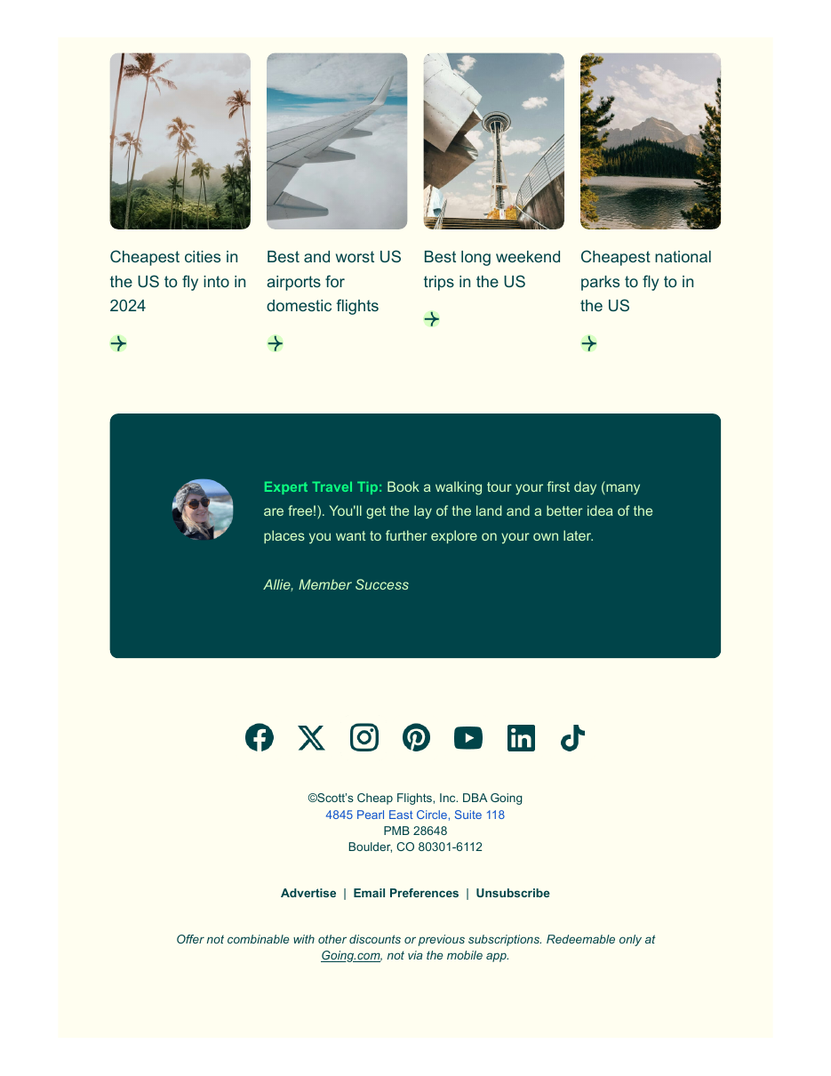 Welcome email footer — 2024 content and web-only fine print
