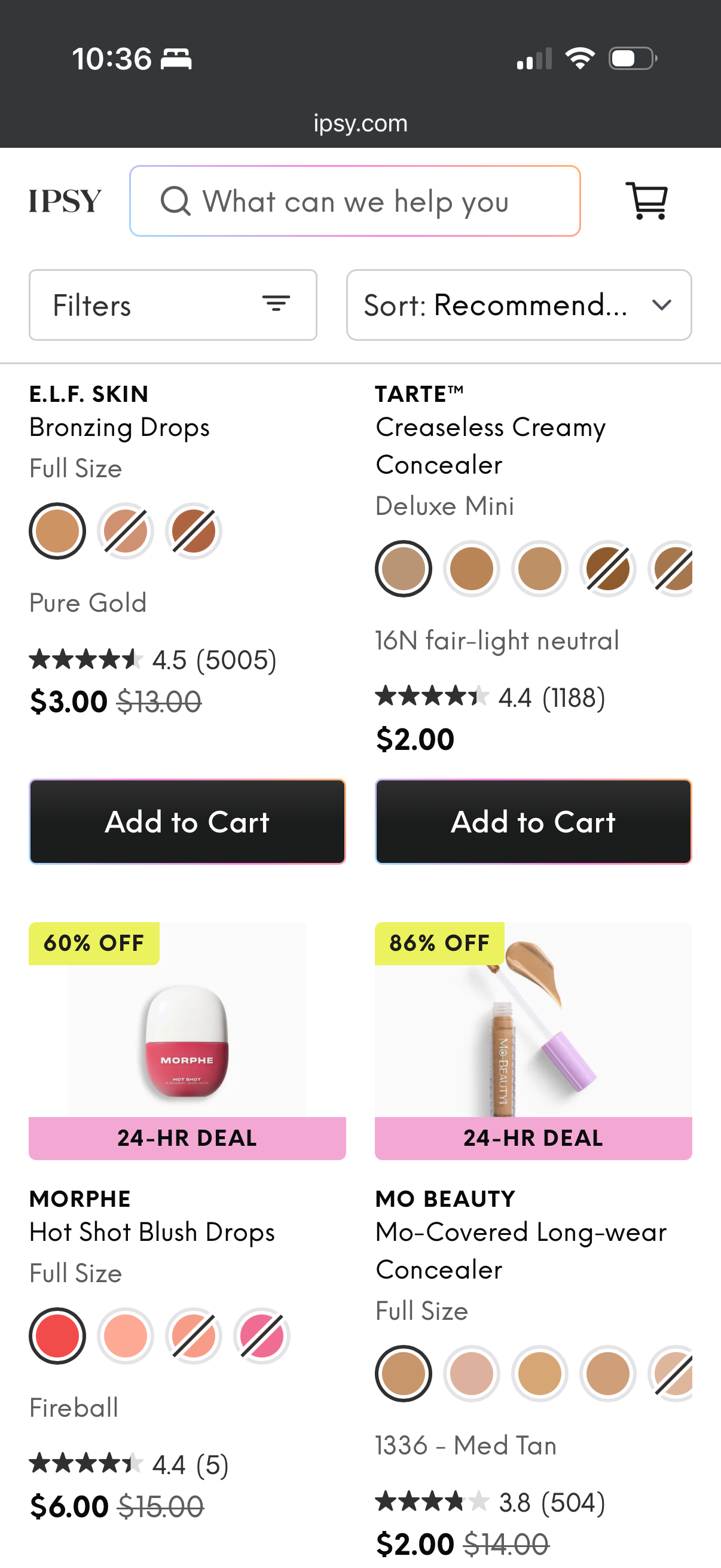 Members-only shop — undertone-coded concealers at 24-hour deal prices